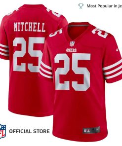 NFL Jersey Men’s San Francisco 49ers Elijah Mitchell Jersey, Nike Scarlet Team Player Game Jersey