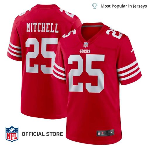 NFL Jersey Men’s San Francisco 49ers Elijah Mitchell Jersey, Nike Scarlet Team Player Game Jersey