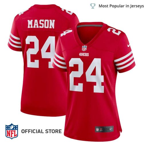 NFL Jersey Women’s San Francisco 49ers Jordan Mason Jersey, Nike Scarlet Game Player Jersey