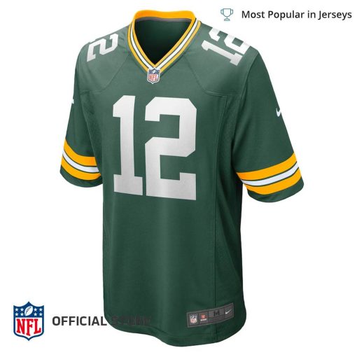 NFL Jersey Men’s Green Bay Packers Aaron Rodgers Captain Jersey, Nike Green Game Team Jersey