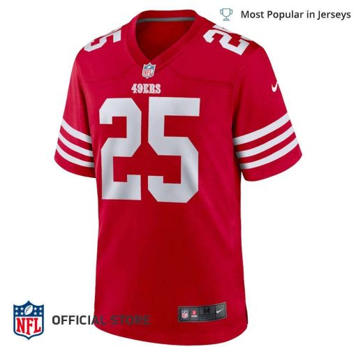 NFL Jersey Men’s San Francisco 49ers Elijah Mitchell Jersey, Nike Scarlet Team Player Game Jersey