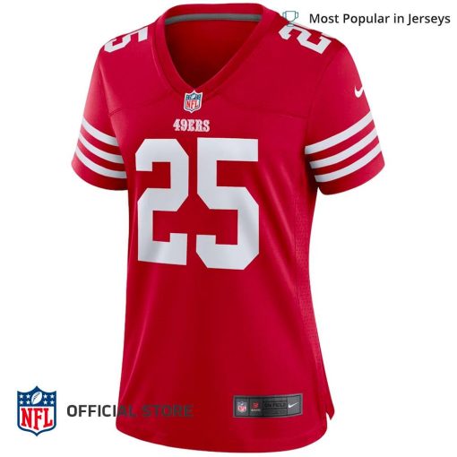 NFL Jersey Women’s San Francisco 49ers Elijah Mitchell Jersey, Nike Scarlet Team Player Game Jersey