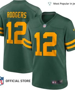 NFL Jersey Men’s Green Bay Packers Aaron Rodgers Captain Jersey, Nike Green Alternate Game Player Jersey