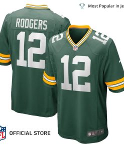 NFL Jersey Men’s Green Bay Packers Aaron Rodgers Captain Jersey, Nike Green Game Team Jersey