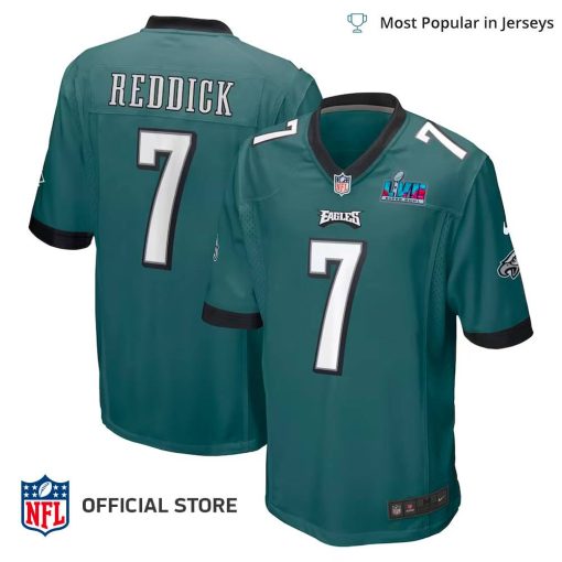 NFL Jersey Men’s Philadelphia Eagles Haason Reddick Super Bowl Jersey, Nike Midnight Green Super Bowl LVII Patch Game Jersey