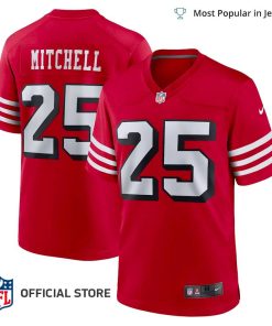 NFL Jersey Men’s San Francisco 49ers Elijah Mitchell Jersey, Nike Scarlet Alternate Game Jersey