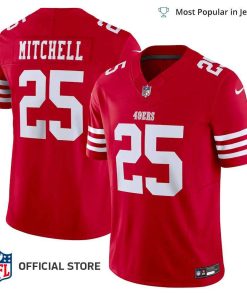 NFL Jersey Men’s San Francisco 49ers Elijah Mitchell Jersey, Nike Scarlet Vapor F.U.S.E. Limited Jersey