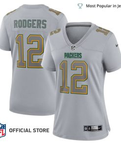 NFL Jersey Women’s Green Bay Packers Aaron Rodgers Captain Jersey, Nike Gray Atmosphere Fashion Game Jersey
