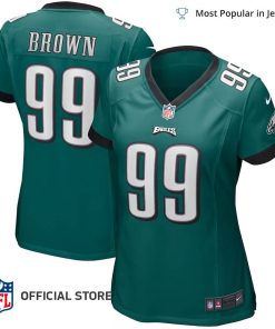 NFL Jersey Women’s Philadelphia Eagles Jerome Brown Eagles Jersey, Nike Midnight Green Game Retired Player Jersey
