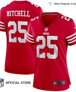 NFL Jersey Women's San Francisco 49ers Elijah Mitchell Jersey, Nike Scarlet Team Player Game Jersey