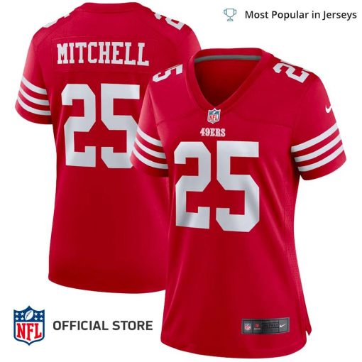 NFL Jersey Women’s San Francisco 49ers Elijah Mitchell Jersey, Nike Scarlet Team Player Game Jersey