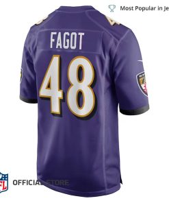 NFL Jersey Men's Baltimore Ravens Diego Fagot Jersey, Nike Purple Player Game Jersey