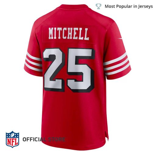 NFL Jersey Men’s San Francisco 49ers Elijah Mitchell Jersey, Nike Scarlet Alternate Team Game Jersey