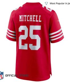 NFL Jersey Men's San Francisco 49ers Elijah Mitchell Jersey, Nike Scarlet Team Player Game Jersey