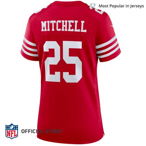 NFL Jersey Women’s San Francisco 49ers Elijah Mitchell Jersey, Nike Scarlet Team Player Game Jersey