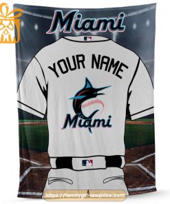 Miami Marlins Jersey MLB Personalized Jersey – Custom Name Baseball Blanket