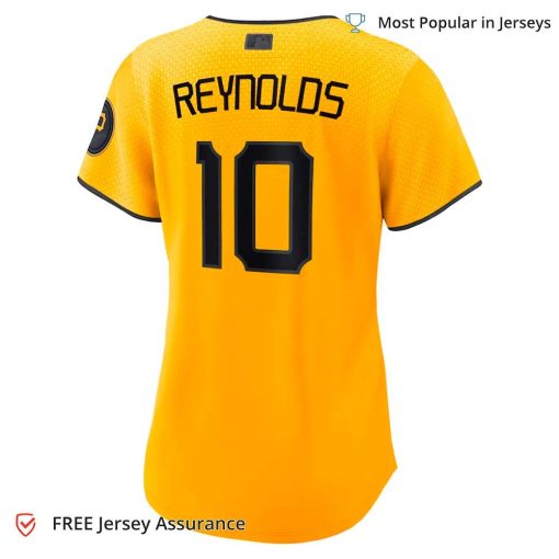 Women’s Pittsburgh Pirates Bryan Reynolds Jersey, Nike Gold 2023 City Connect MLB Replica Jersey – Best MLB Jerseys