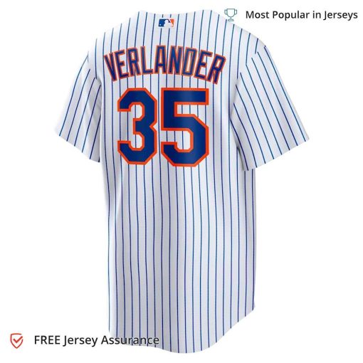 Men’s New York Mets Verlander Jersey, Nike White/Royal Home MLB Replica Jersey – Best MLB Jerseys