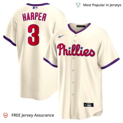 Men’s Philadelphia Phillies Bryce Harper Cream Jersey, Nike Cream Alternate MLB Replica Jersey – Best MLB Jerseys
