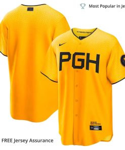 Men’s Pittsburgh Pirates Jerseys 2023, Nike Gold 2023 City Connect MLB Replica Jersey – Best MLB Jerseys