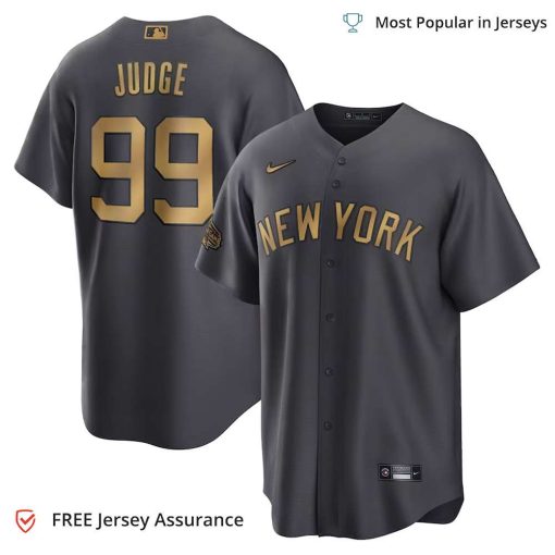 Men’s New York Yankees Aaron Judge All Star Jersey, Nike Charcoal 2022 MLB Replica Jersey – Best MLB Jerseys