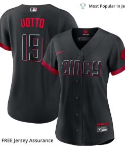 Women’s Cincinnati Reds Joey Votto Jersey, Nike Black 2023 City Connect MLB Replica Jersey – Best MLB Jerseys
