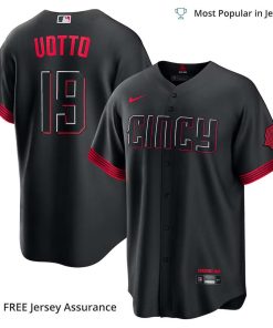 Men’s Cincinnati Reds Joey Votto Jersey, Nike Black 2023 City Connect MLB Replica Jersey – Best MLB Jerseys