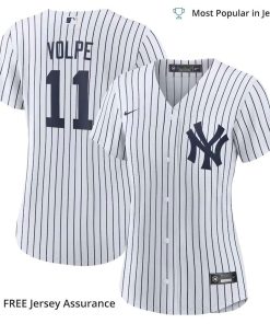 Women’s New York Yankees Volpe Jersey, Nike White Home MLB Replica Jersey – Best MLB Jerseys