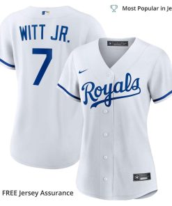Women's Kansas City Royals Bobby Witt Jr Jersey, Nike White Home MLB Replica Jersey - Best MLB Jerseys