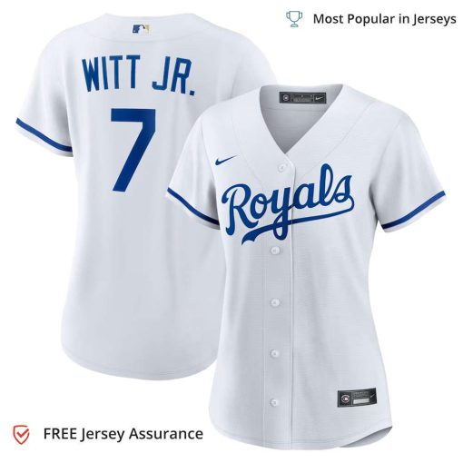 Women’s Kansas City Royals Bobby Witt Jr Jersey, Nike White Home MLB Replica Jersey – Best MLB Jerseys