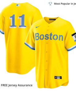 Men’s Boston Red Sox Rafael Devers Jersey, Nike Gold/Light Blue City Connect MLB Replica Jersey – Best MLB Jerseys