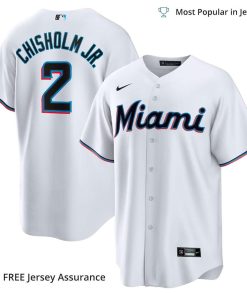 Men’s Miami Marlins Jazz Chisholm Jersey, Nike White Home MLB Replica Jersey – Best MLB Jerseys