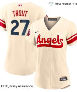 Women’s Los Angeles Angels Mike Trout Jersey, Nike Cream 2022 City Connect MLB Replica Jersey – Best MLB Jerseys
