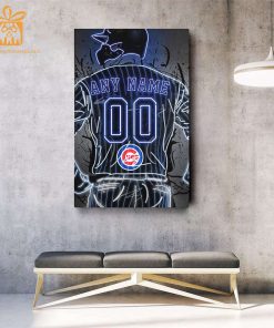 Personalized Chicago Cubs Jersey Neon Poster Wall Art with Name and Number – A Unique Gift for Any Fan