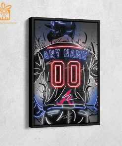 Personalized Atlanta Braves Jersey Neon Poster Wall Art with Name and Number - A Unique Gift for Any Fan