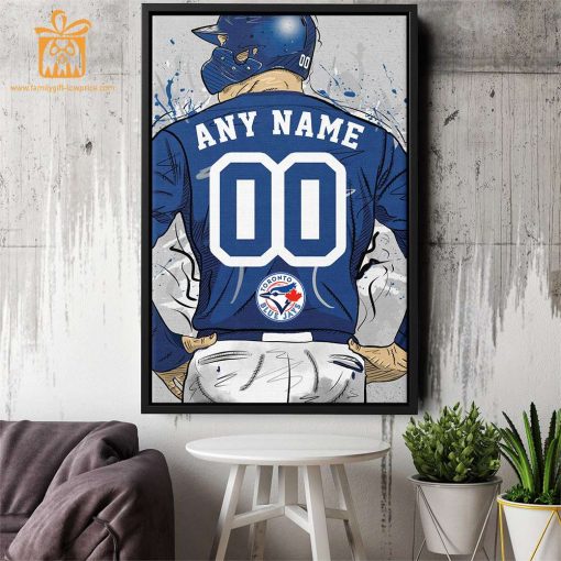 Custom Toronto Blue Jays Jersey MLB Wall Art, Name and Number Baseball Poster, Perfect Gift for Any Fan