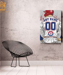 Custom Texas Rangers Jersey MLB Wall Art, Name and Number Baseball Poster, Perfect Gift for Any Fan