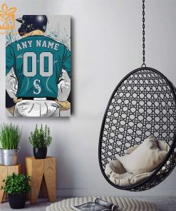 Custom Seattle Mariners Jersey MLB Wall Art, Name and Number Baseball Poster, Perfect Gift for Any Fan