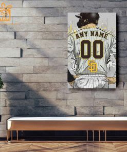 Custom San Diego Padres Jersey MLB Wall Art, Name and Number Baseball Poster, Perfect Gift for Any Fan