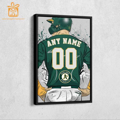 Custom Oakland Athletics Jersey MLB Wall Art, Name and Number Baseball Poster, Perfect Gift for Any Fan