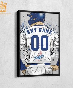 Custom Los Angeles Dodgers Jersey MLB Wall Art, Name and Number Baseball Poster, Perfect Gift for Any Fan