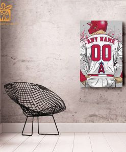 Custom Los Angeles Angels Jersey MLB Wall Art, Name and Number Baseball Poster, Perfect Gift for Any Fan