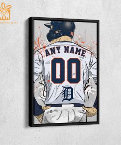 Custom Detroit Tigers Jersey MLB Wall Art, Name and Number Baseball Poster, Perfect Gift for Any Fan