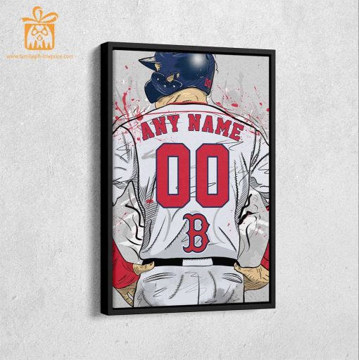 Custom Boston Red Sox Jersey MLB Wall Art, Name and Number Baseball Poster, Perfect Gift for Any Fan