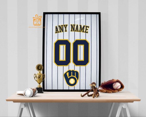 Custom Milwaukee Brewers Jersey Poster Print – Perfect for Your Man Cave, Home Office, or Game Room