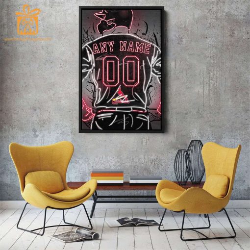 Personalized St. Louis Cardinals Jersey Neon Poster Wall Art with Name and Number – A Unique Gift for Any Fan