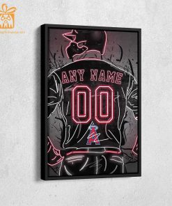Personalized Los Angeles Angels Jersey Neon Poster Wall Art with Name and Number - A Unique Gift for Any Fan