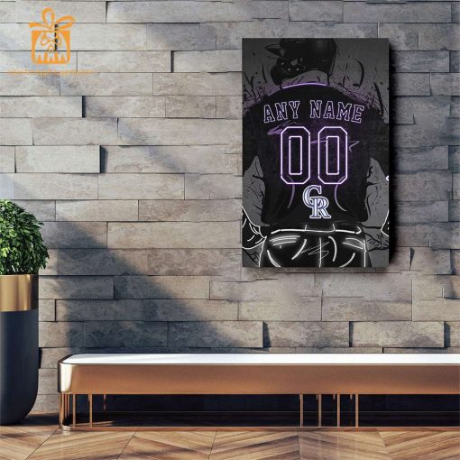 Personalized Colorado Rockies Jersey Neon Poster Wall Art with Name and Number – A Unique Gift for Any Fan