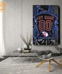 Personalized Cleveland Guardians Jersey Neon Poster Wall Art with Name and Number – A Unique Gift for Any Fan