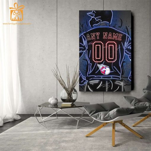 Personalized Cleveland Guardians Jersey Neon Poster Wall Art with Name and Number – A Unique Gift for Any Fan